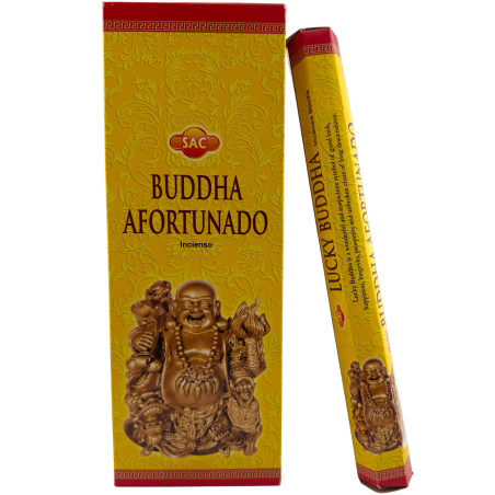 SAC Lucky Buddha Räucherstäbchen – Schachtel mit 6 sechseckigen Packungen à 20 Stäbchen, insgesamt 120 Räucherstäbchen
