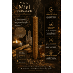 Candela al miele con Palo Santo - 100% cera d'api autentica - Attira energie positive, purificazione profonda, pace e benessere.