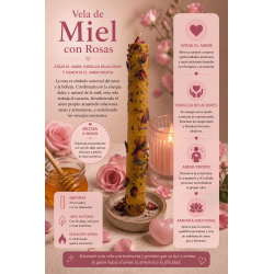 Lumânare cu miere și trandafiri - 100% ceară de albine autentică - Atrage dragostea, îndulcește relațiile sau stimulează iubirea