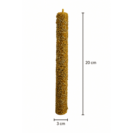 Vela de Mel amb Romero - 100% Cera d'Abella Autèntica - Neteja, Prosperitat, Contra Energies Negatives, Claredat, Protecció