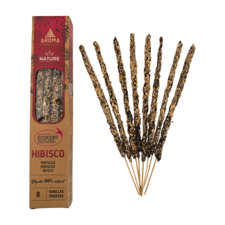 AROMA Nature Organic Hibiscus Incense Box - 12 pudełek po 8 grubych patyczków