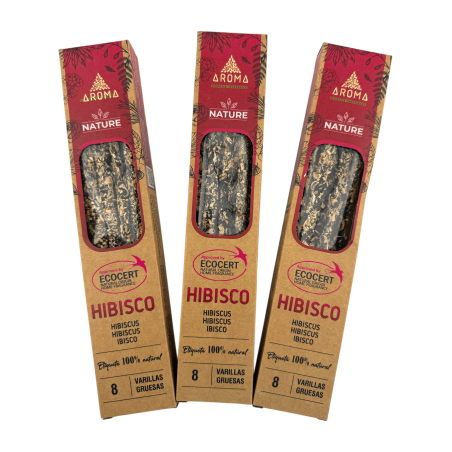 3er-Pack Bio-Hibiskus-Räucherstäbchen AROMA Natur – 8 Stäbchen, Brenndauer: 1 Stunde