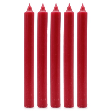 Bulk Solid Colour Dinner Candles - Rustic Red - Pack of 10  - 5