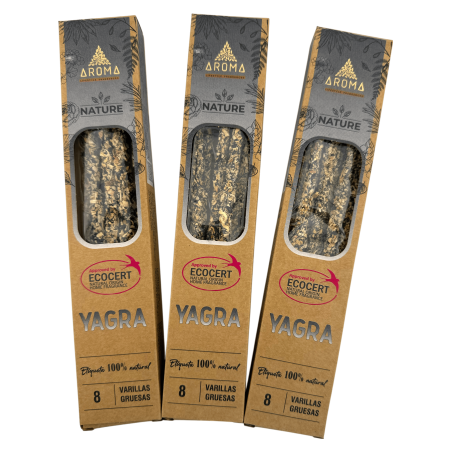 3-pack Yagra AROMA Nature Organic Incense - 8 pinnar, 1 timmes varaktighet