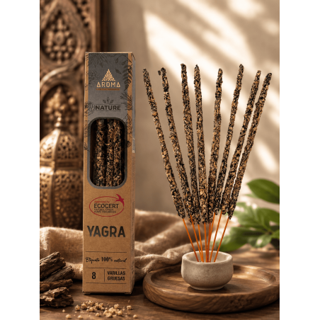 Pachet de 3 bețișoare Yagra AROMA Nature Organic Incense - 8 bețișoare, durată 1 oră