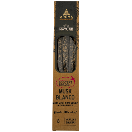 Organic Incense Box White Musk AROMA Nature - 12 boxes of 8 thick sticks
