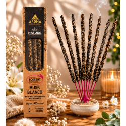 Scatola di incenso biologico al muschio bianco AROMA Nature - 12 scatole da 8 bastoncini spessi
