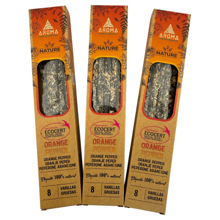 Pack 3x Incienso Orgánico Naranja Pimienta AROMA Nature - 8 varillas 1h duración