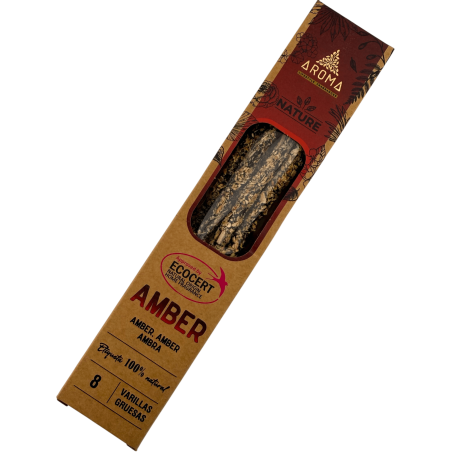 AROMA Nature Organic Amber Incense - 8 sticks, 1 hour duration