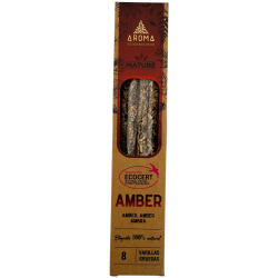 AROMA Nature Organic Amber Incense Box - 12 boxes of 8 thick sticks