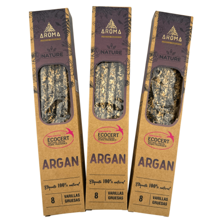 3er-Pack Bio-Argan-Räucherstäbchen AROMA Nature – 8 Stäbchen, Brenndauer 1 Stunde