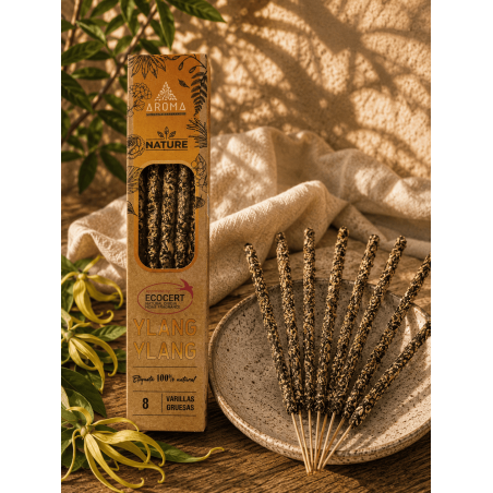 Pack of 3 Organic Ylang Ylang Incense AROMA Nature - 8 sticks, 1 hour duration
