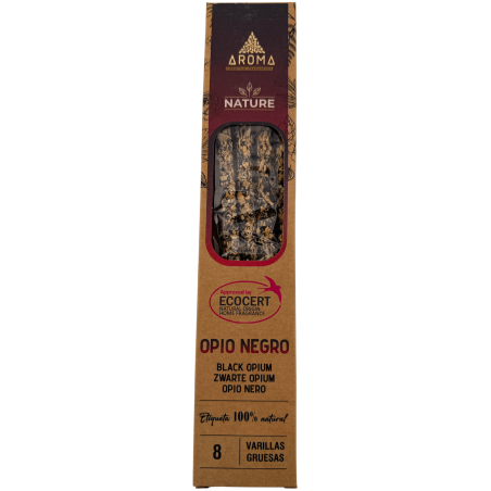 AROMA Nature Organic Black Opium Incense - 8 sticks, 1 hour duration