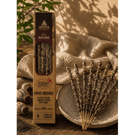 AROMA Nature Organic Black Opium Incense - 8 sticks, 1 hour duration