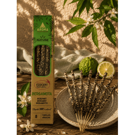 Encens AROMA Nature Bio Bergamote - 8 bâtonnets, durée 1 heure