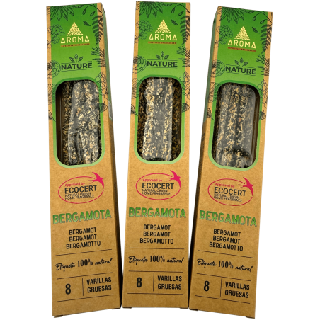 3er-Pack Bio-Bergamotte-Räucherstäbchen AROMA Nature – 8 Stäbchen, Brenndauer 1 Stunde