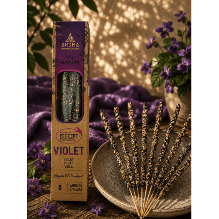 AROMA Nature Bio-Veilchen-Räucherstäbchen – 8 Stück, Brenndauer 1 Stunde