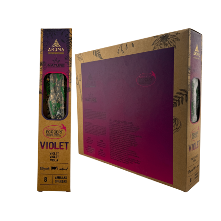 Caixa de incenso orgânico de violeta AROMA Nature - 12 caixas com 8 varetas grossas cada.