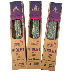3er-Pack Bio-Veilchen-Räucherstäbchen AROMA Nature – 8 Stäbchen, Brenndauer 1 Stunde