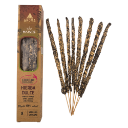 Lot de 3 encens bio à l'herbe douce AROMA Nature - 8 bâtonnets, durée 1 heure
