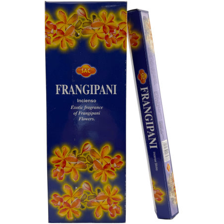 SAC Frangipani Incense - Box of 6 hexagonal packs of 20 sticks each, 120 incense sticks