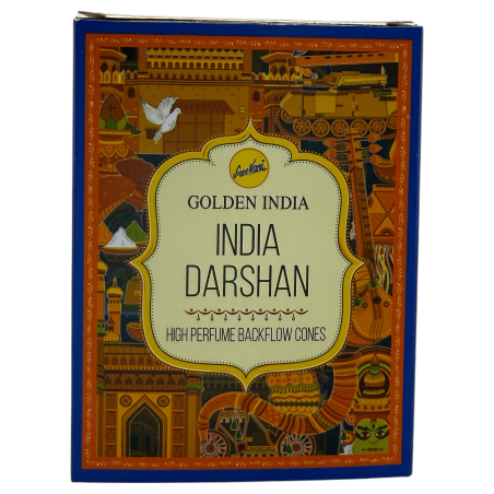 Stożki kadzidełkowe z przepływem wstecznym Aromas of India SREE VANI India Darshan Golden India - Opakowanie 10 stożków z przepł