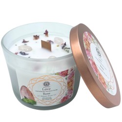 Vela de Soja de Rosa Y Piedra Preciosa Cuarzo Rosa - Amor  - 6