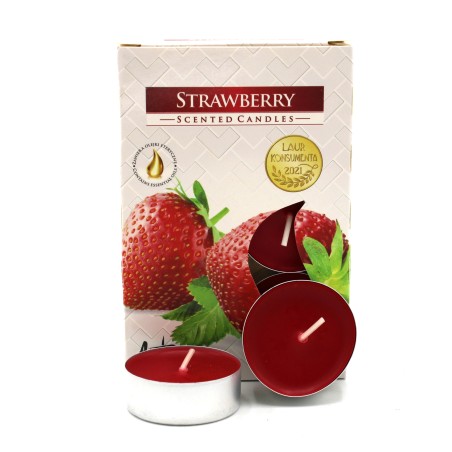 Pack 6 Velas de Té Perfumadas - Fresa - Bispol Aura Fragances  - 1