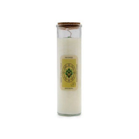 VELA HECHIZO MÁGICO - FELICIDAD - CON PIEDRAS PRECIOSAS DE AVENTURINA VERDE Y FRAGANCIA DE ROSA MARROQUÍ  - 1