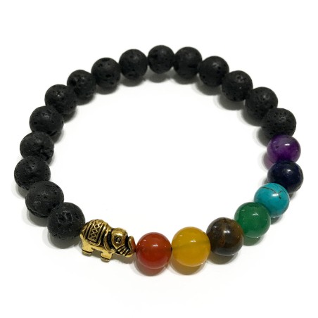 Pulsera de Piedra de Lava - Elefante - Chakra  - 1