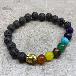 Pulsera de Piedra de Lava - Buda - Chakra  - 4