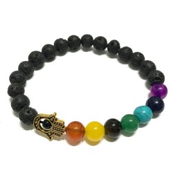 Pulsera de Piedra de Lava - Hamsa - Chakra  - 1