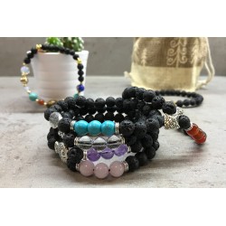 Pulsera de Piedra de Lava - Hamsa - Chakra  - 3