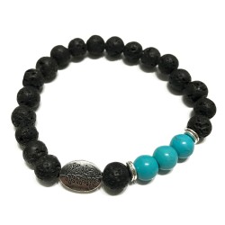 Pulsera de Piedra de Lava - Hoja - Turquesa  - 1