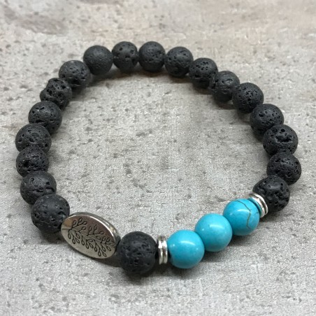 Pulsera de Piedra de Lava - Hoja - Turquesa  - 4