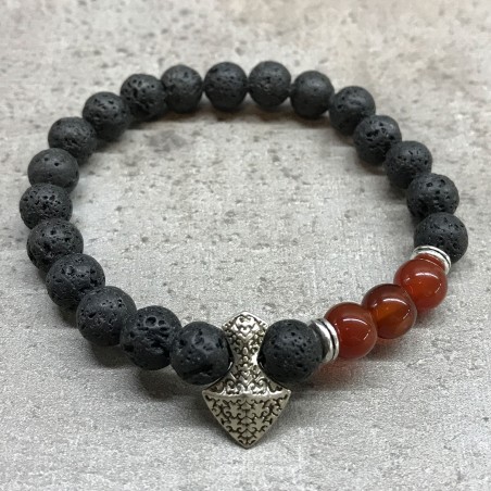 Pulsera de Piedra de Lava - Hacha - Cornalina  - 4