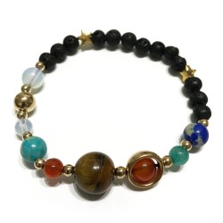 Pulsera de Piedra de Lava - Sistema solar - Oro  - 1