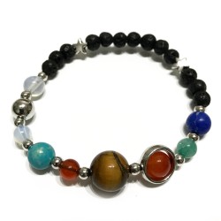 Pulsera de Piedra de Lava - Sistema solar - Plata  - 1