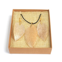 Conjunto de collar y aretes - Hoja de valor - Oro  - 1