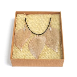 Conjunto de collar y aretes - Hoja de valor - Oro Roso  - 1