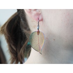 Conjunto de collar y aretes - Hoja de valor - Peltre  - 3