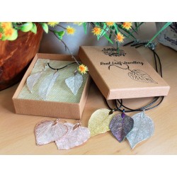 Conjunto de collar y aretes - Hoja de valor - Peltre  - 4