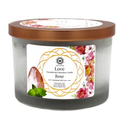 Vela de Soja de Rosa Y Piedra Preciosa Cuarzo Rosa - Amor  - 12