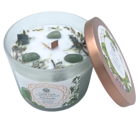 Vela de Pachulí y Piedra preciosa Aventurina Verde - Buena Suerte  - 10
