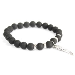 Pulsera Ala Angel Agata Negra  - 1