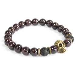 Calavera de bronce Piedra de sangre - Pulsera  - 1