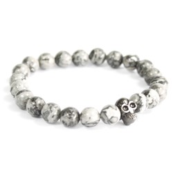 Pulsera Calavera de peltre ágata gris  - 1