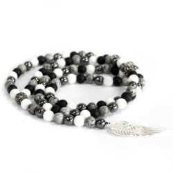 Ala de ángel   ágata gris - Collar  - 1