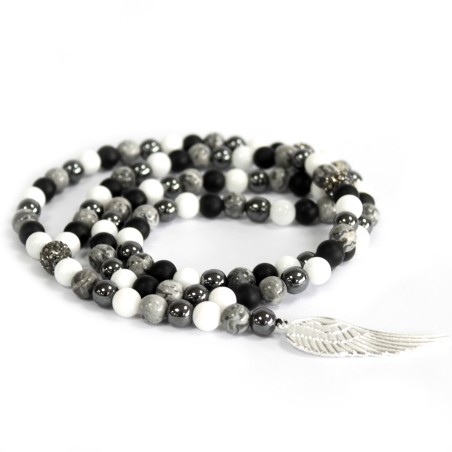 Ala de ángel   ágata gris - Collar  - 1