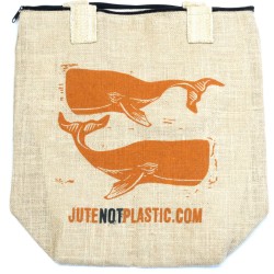 Bolso de yute ecológico - Dos ballenas (4 diseños surtidos)  - 3